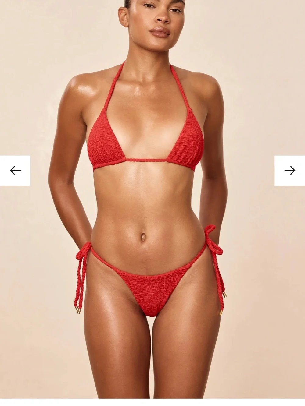 Monday Swimwear Palma Top- Chili Pepper Crinkle- M
